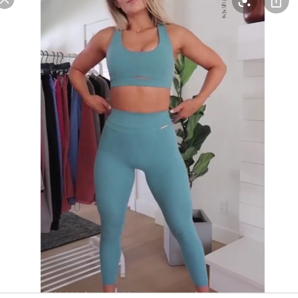 Whitney Simmons Gymshark leggings in Deep Sage